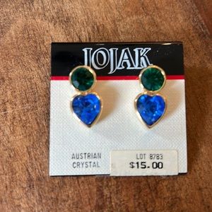 Rare find Jojak Austrian crystal earrings still on original card